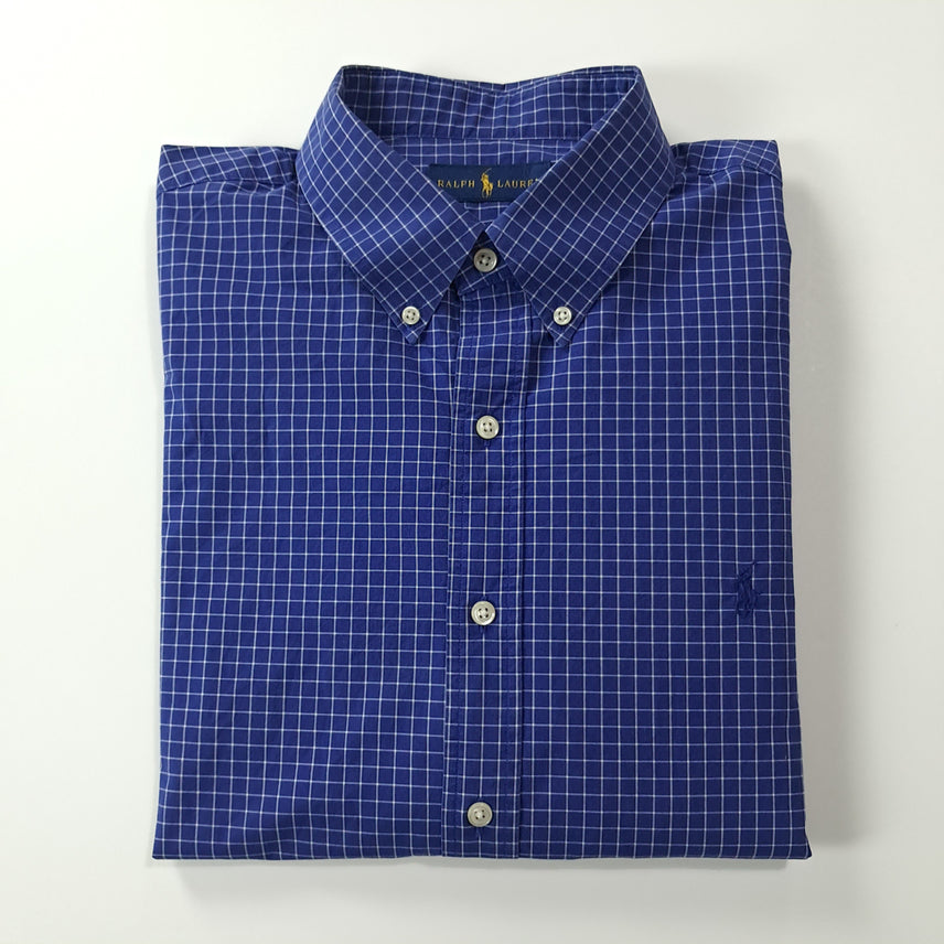 [SOLD OUT] CK319 XL 폴로 스몰 윈도우페인 로열블루 반팔 셔츠 남방