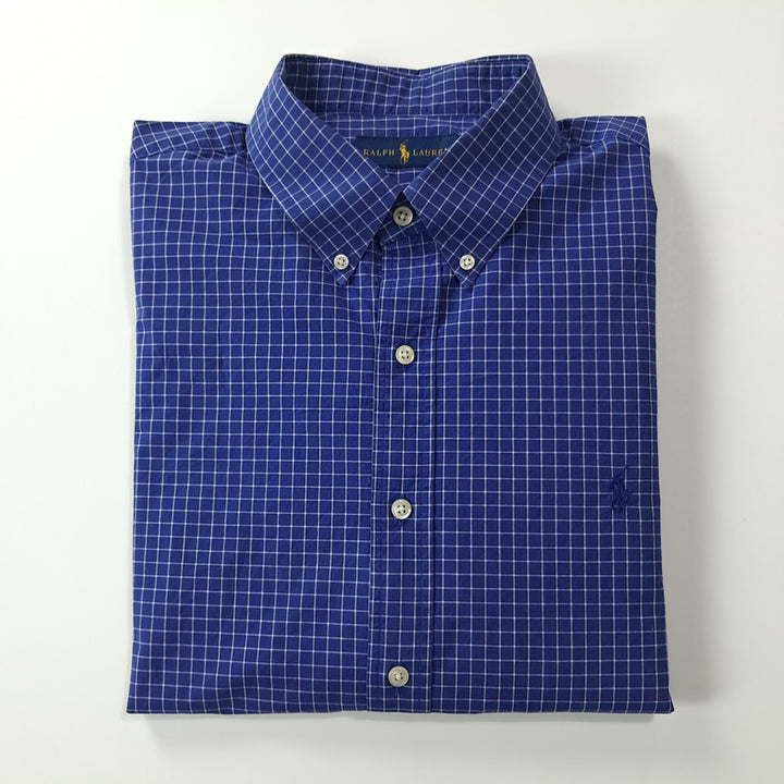 [SOLD OUT] CK319 XL 폴로 스몰 윈도우페인 로열블루 반팔 셔츠 남방