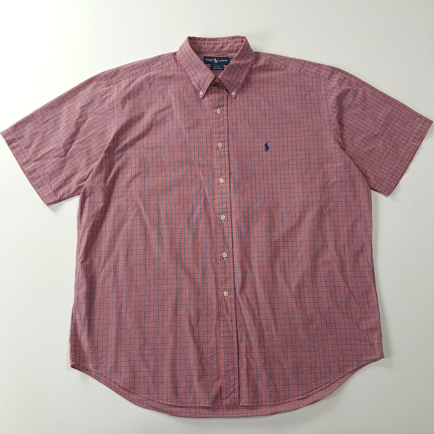 [SOLD OUT] CK320 XL 폴로 90s 레드 마이크로태터솔 체크 반팔 셔츠 남방