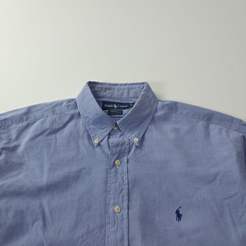 [SOLD OUT] CK323 XL 폴로 90s 블루 핀스트라이프 셔츠 남방
