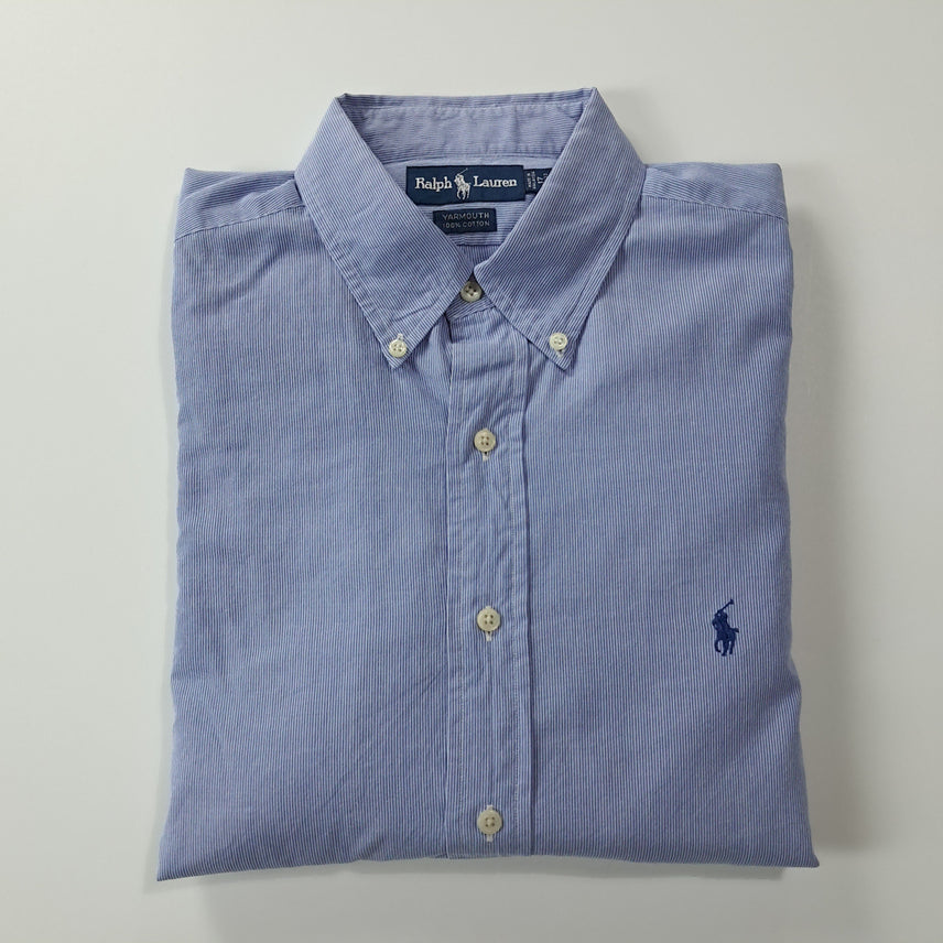 [SOLD OUT] CK323 XL 폴로 90s 블루 핀스트라이프 셔츠 남방