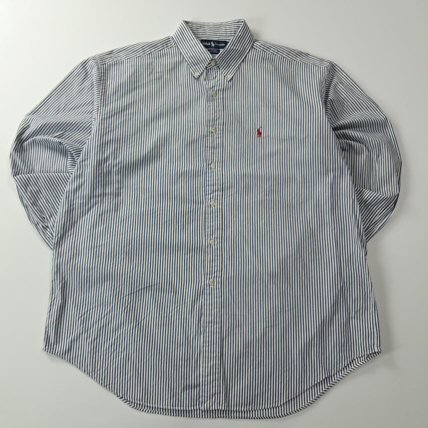 [SOLD OUT] CK324 XL 폴로 90s 워시드네이비 스트라이프 셔츠 남방