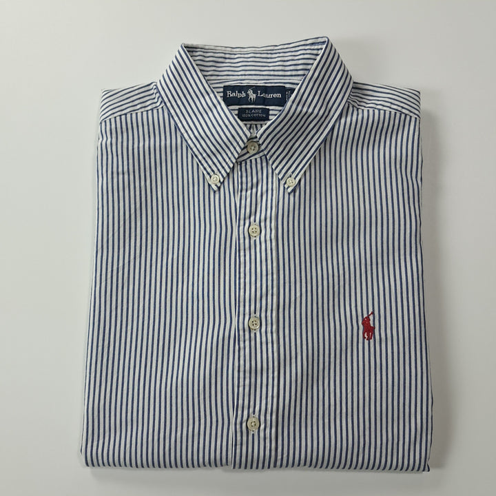 [SOLD OUT] CK324 XL 폴로 90s 워시드네이비 스트라이프 셔츠 남방