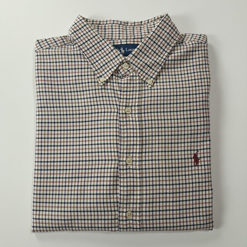 [SOLD OUT] CK325 2XL 폴로 90s 홍콩판 마이크로 태터솔 체크 셔츠 남방