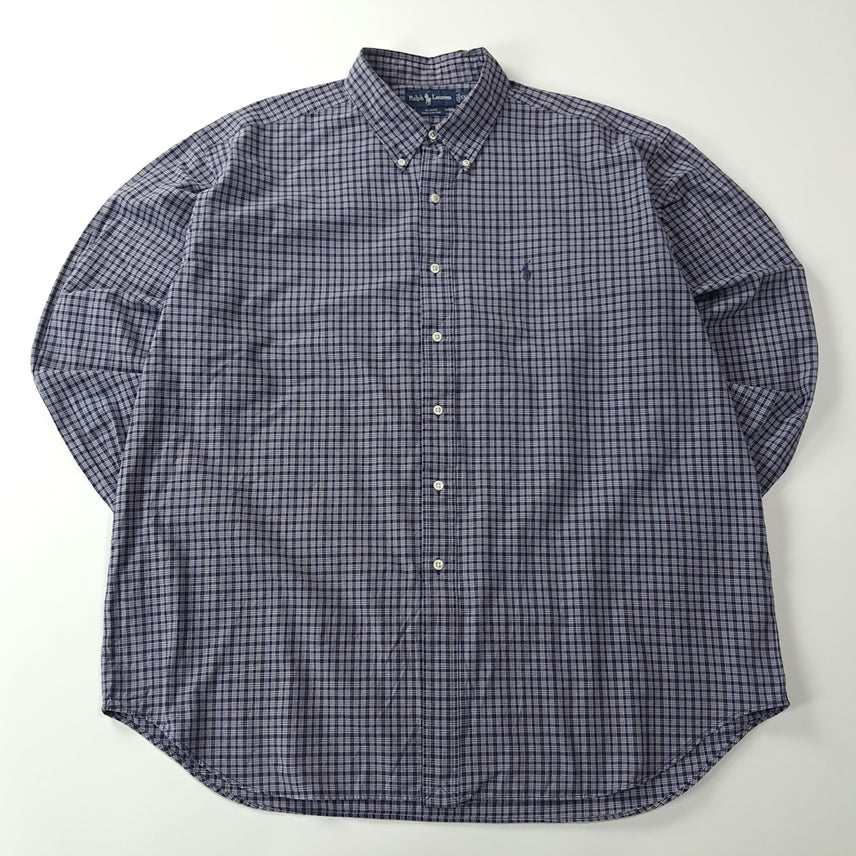 [SOLD OUT] CK327 2XL 폴로 90s 다크네이비 마이크로 타탄체크 셔츠 남방
