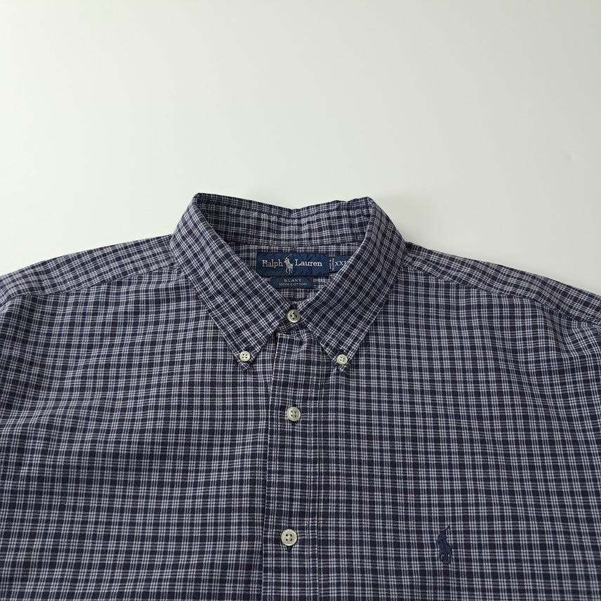 [SOLD OUT] CK327 2XL 폴로 90s 다크네이비 마이크로 타탄체크 셔츠 남방