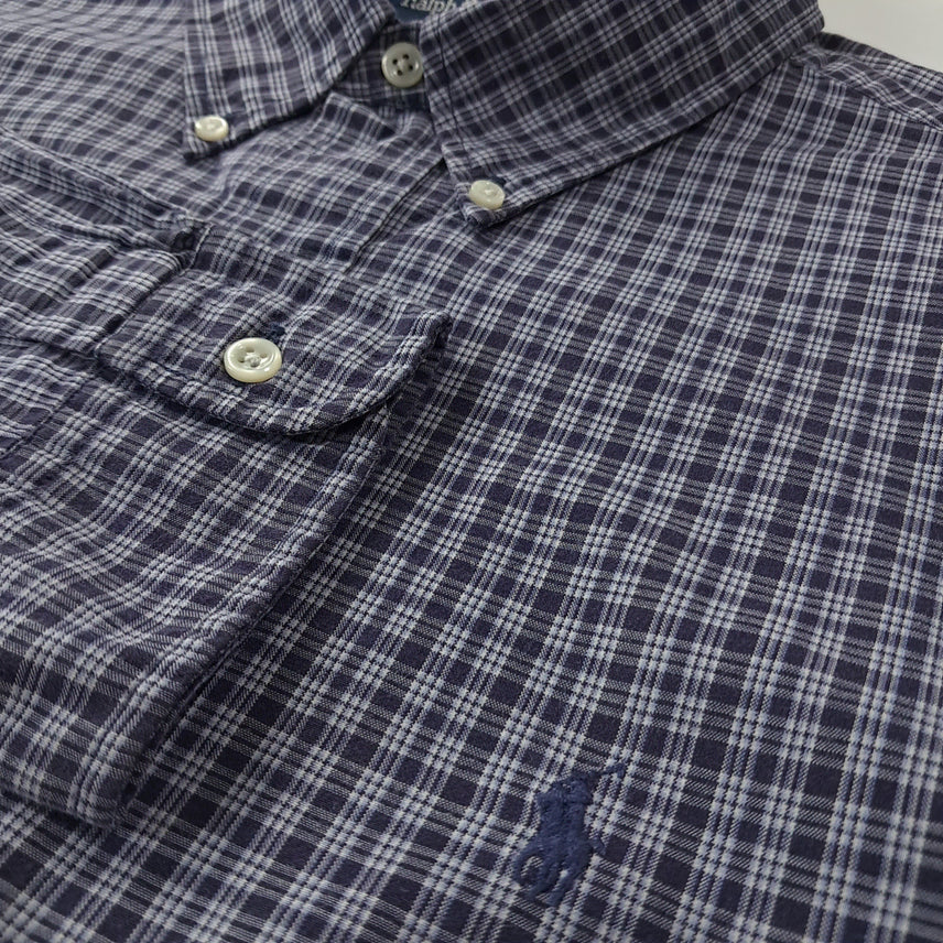 [SOLD OUT] CK327 2XL 폴로 90s 다크네이비 마이크로 타탄체크 셔츠 남방