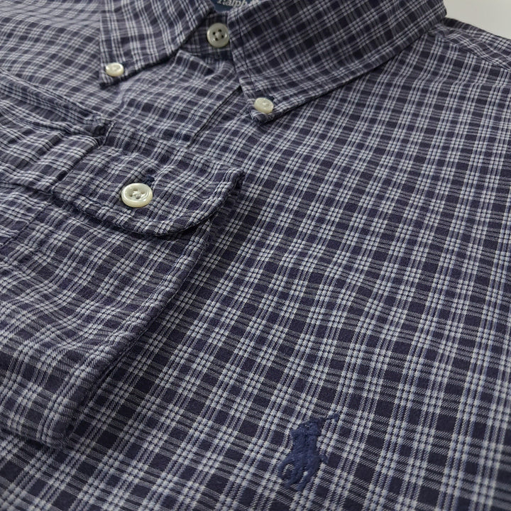 [SOLD OUT] CK327 2XL 폴로 90s 다크네이비 마이크로 타탄체크 셔츠 남방