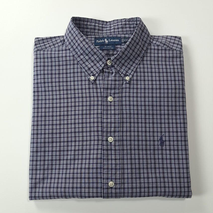 [SOLD OUT] CK327 2XL 폴로 90s 다크네이비 마이크로 타탄체크 셔츠 남방
