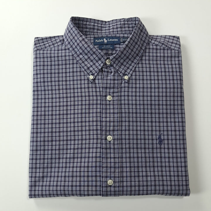 [SOLD OUT] CK327 2XL 폴로 90s 다크네이비 마이크로 타탄체크 셔츠 남방