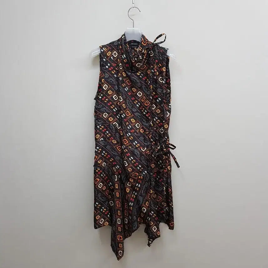 [BUNJANG] Isabel Marant Silk Pattern Sleeveless Drape Dress / 이자벨마랑 실크 패턴 슬리브리스 드레이프 원피스 38사이즈