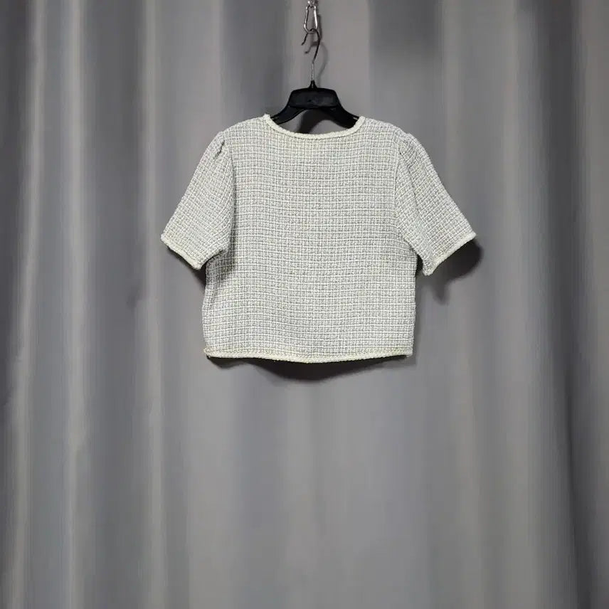 [BUNJANG] Tweed Short-Sleeve Jacket (Blue + Beige Check) / 트위드 반팔 자켓 (블루 +베이지 체크)