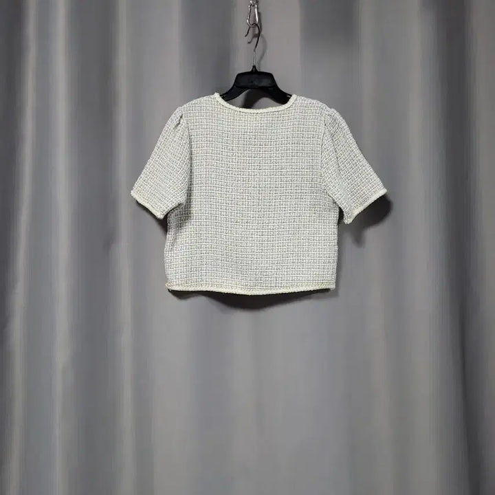 [BUNJANG] Tweed Short-Sleeve Jacket (Blue + Beige Check) / 트위드 반팔 자켓 (블루 +베이지 체크)