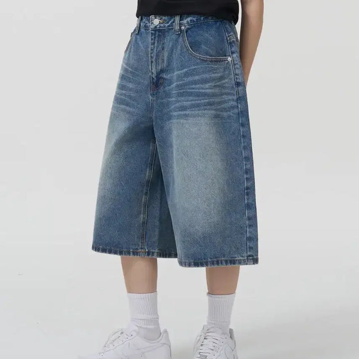 [BUNJANG] Topi Denim Bermuda Pants - Black, Blue (Size M) / 토피 데님 버뮤다 팬츠 흑청, 블루 m사이즈