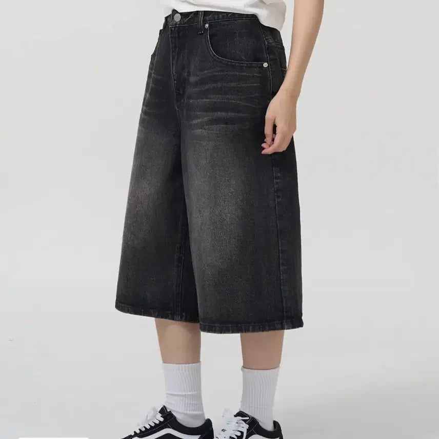 [BUNJANG] Topi Denim Bermuda Pants - Black, Blue (Size M) / 토피 데님 버뮤다 팬츠 흑청, 블루 m사이즈