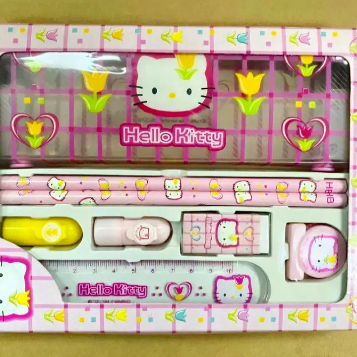 [BUNJANG] Tulip Kitty Stationery Set / 튤립 키티 문구 세트, 튤립 키티 집게, 키티 필통