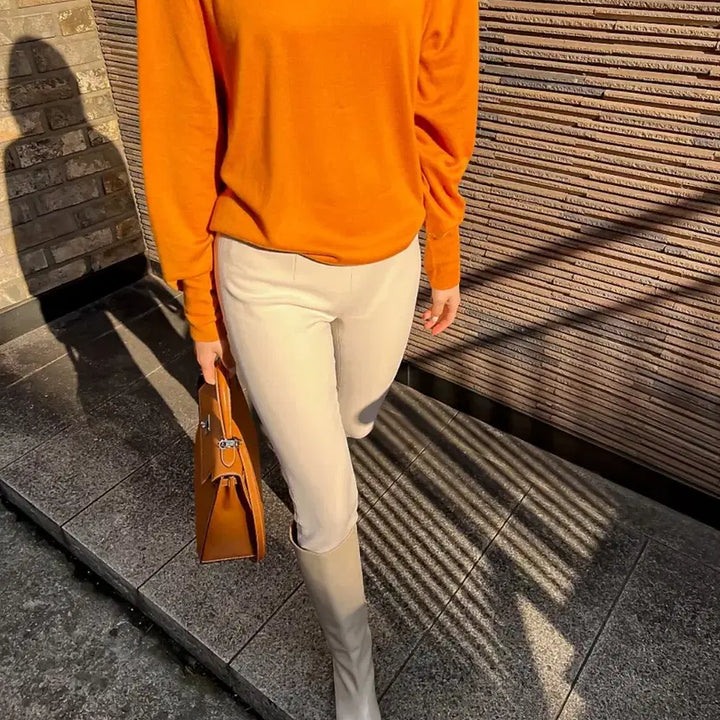 [BUNJANG] R2W High-Cut Ivory Cream Fleece Lined Leggings Pants / 레디투웨어 R2W w 하이컷 트라우저 아이보리 크림 기모 레깅스팬츠 레투