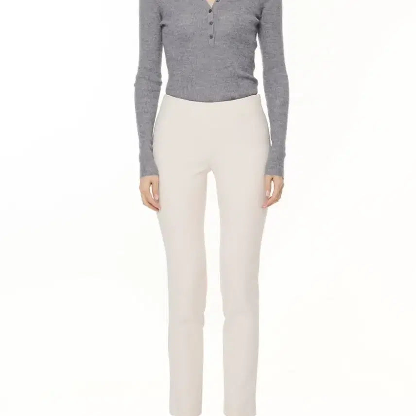 [BUNJANG] R2W High-Cut Ivory Cream Fleece Lined Leggings Pants / 레디투웨어 R2W w 하이컷 트라우저 아이보리 크림 기모 레깅스팬츠 레투