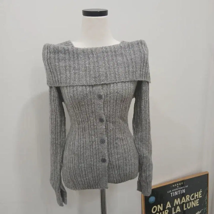 [BUNJANG] Off-Shoulder Knit Sweater / 오프숄더 니트 / 새 옷 / 프리사이즈