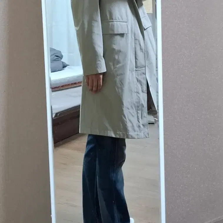 [BUNJANG] ANDZ Beige Hooded Trench Coat / 새상품) ANDZ 베이지 세미 오버 후드