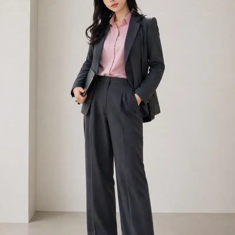 [BUNJANG] Gogosing Semi-Wide Fit Tucked Slacks Grey M / 고고싱 핀턱 세미 와이드핏 슬랙스 회색(그레이) M 판매합니다.