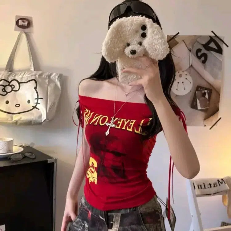 [BUNJANG] Off-Shoulder Crop Top - Dancewear / [4컬러] 크롭탑 오프숄더 반팔 크롭티 크롭나시 댄스복 방송댄스 무대의상