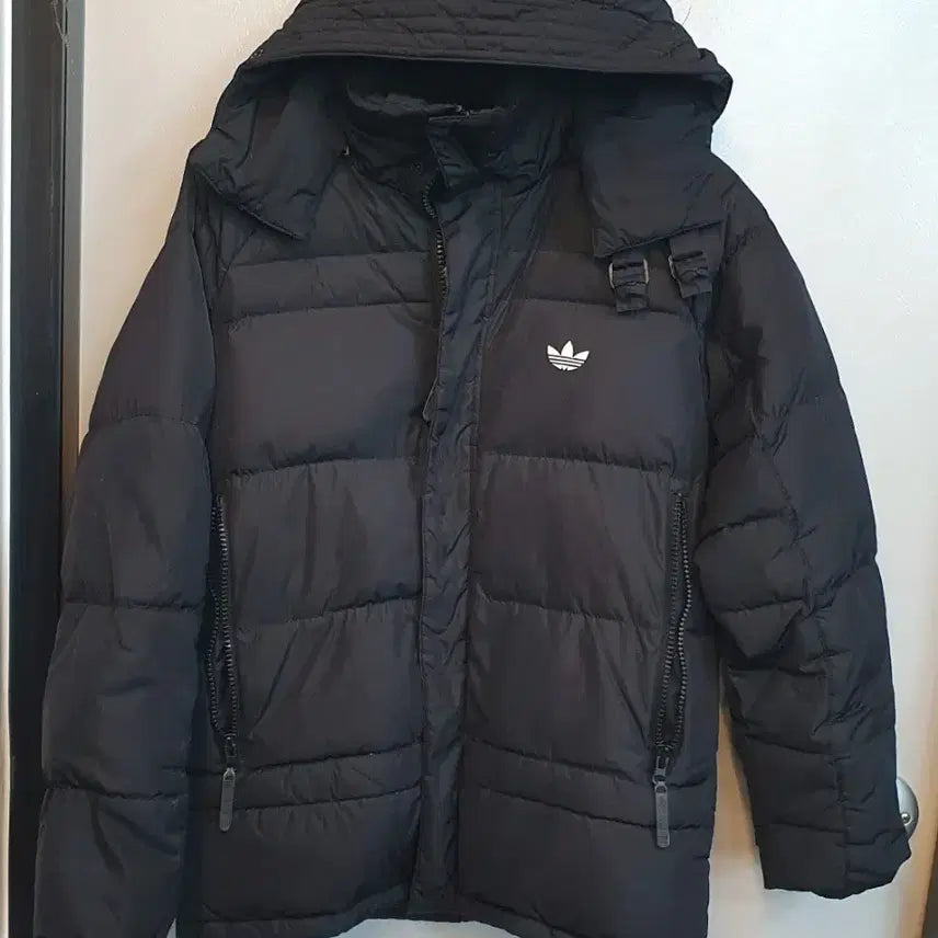 [BUNJANG] Adidas Down Hooded Padded Jacket Black 100 / 아디다스 오리털후드 패딩 블랙100