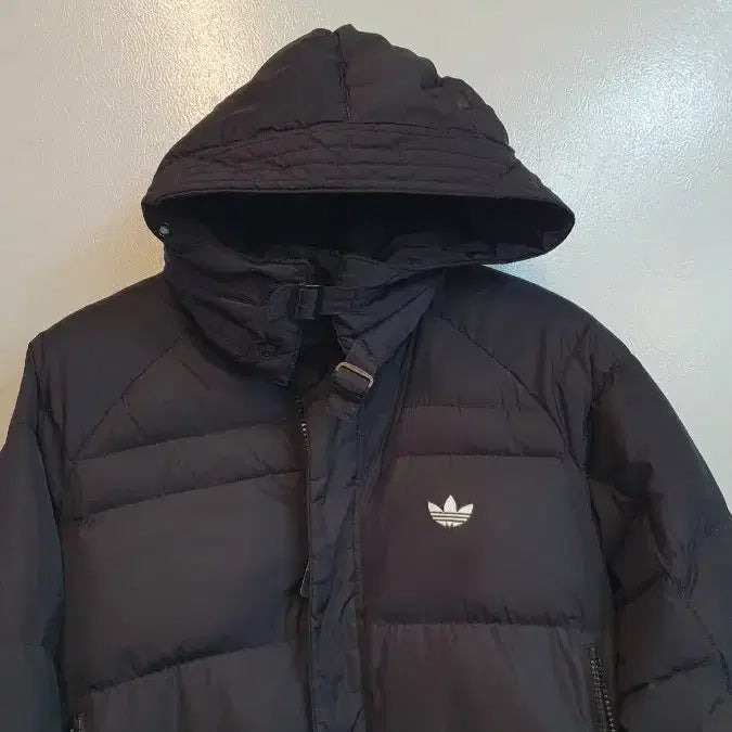 [BUNJANG] Adidas Down Hooded Padded Jacket Black 100 / 아디다스 오리털후드 패딩 블랙100
