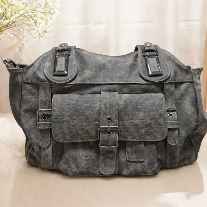 [BUNJANG] Denim-Look Leather Crossbody Bag / 데님인척하는 가죽 크로스백