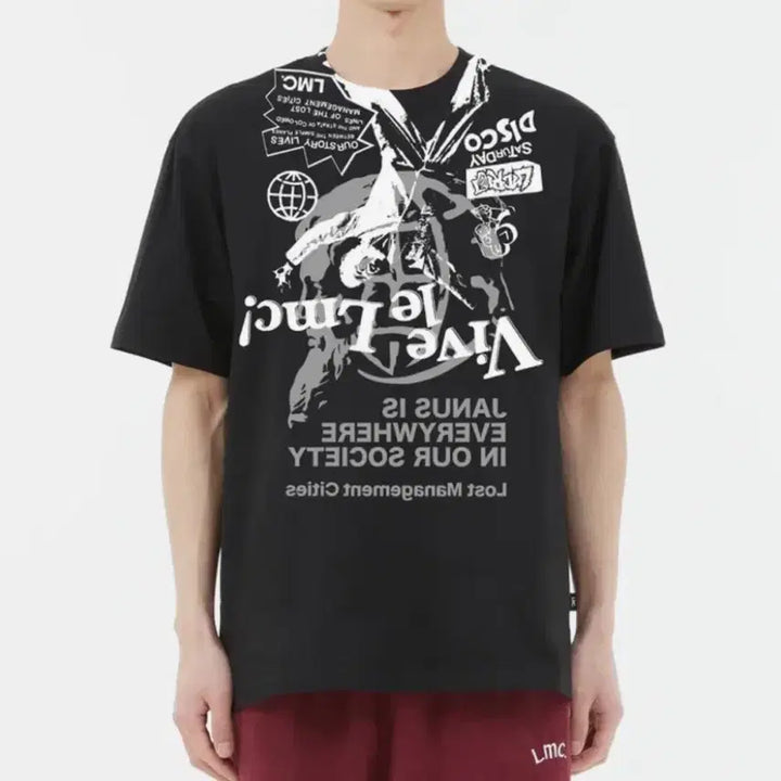 [BUNJANG] Lmc Black Printed Short Sleeve T-Shirt / Lmc 엘엠씨 블랙 반팔 티셔츠 프린팅