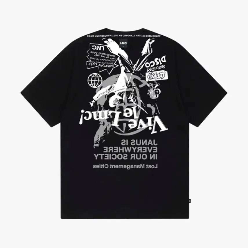 [BUNJANG] Lmc Black Printed Short Sleeve T-Shirt / Lmc 엘엠씨 블랙 반팔 티셔츠 프린팅