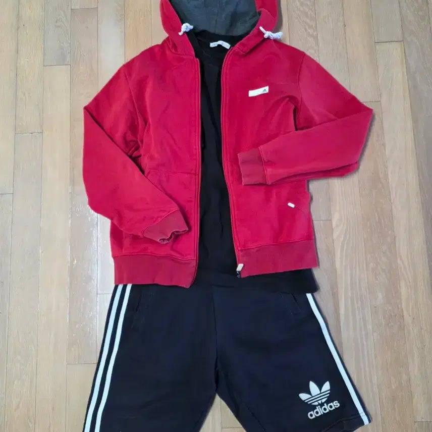 [BUNJANG] Adidas Red Fleece Lined Hoodie Zip-up (Size 95) / 아디다스 레드 기모 후드집업 95