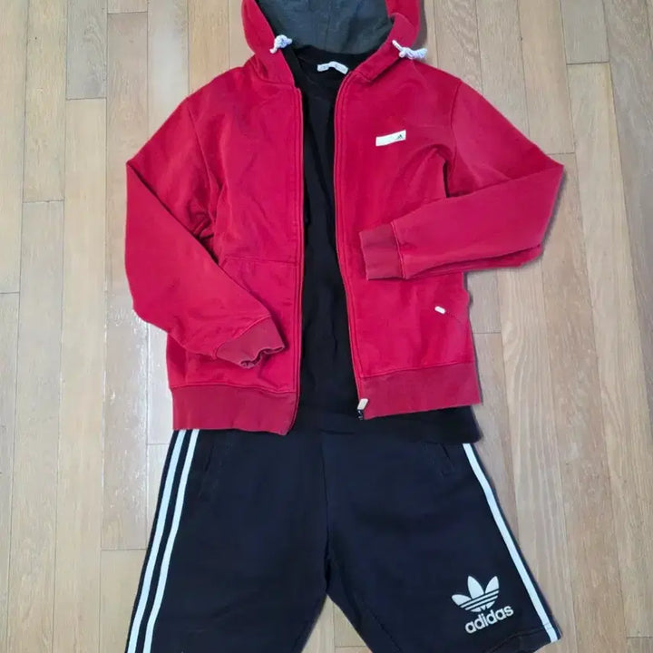[BUNJANG] Adidas Red Fleece Lined Hoodie Zip-up (Size 95) / 아디다스 레드 기모 후드집업 95