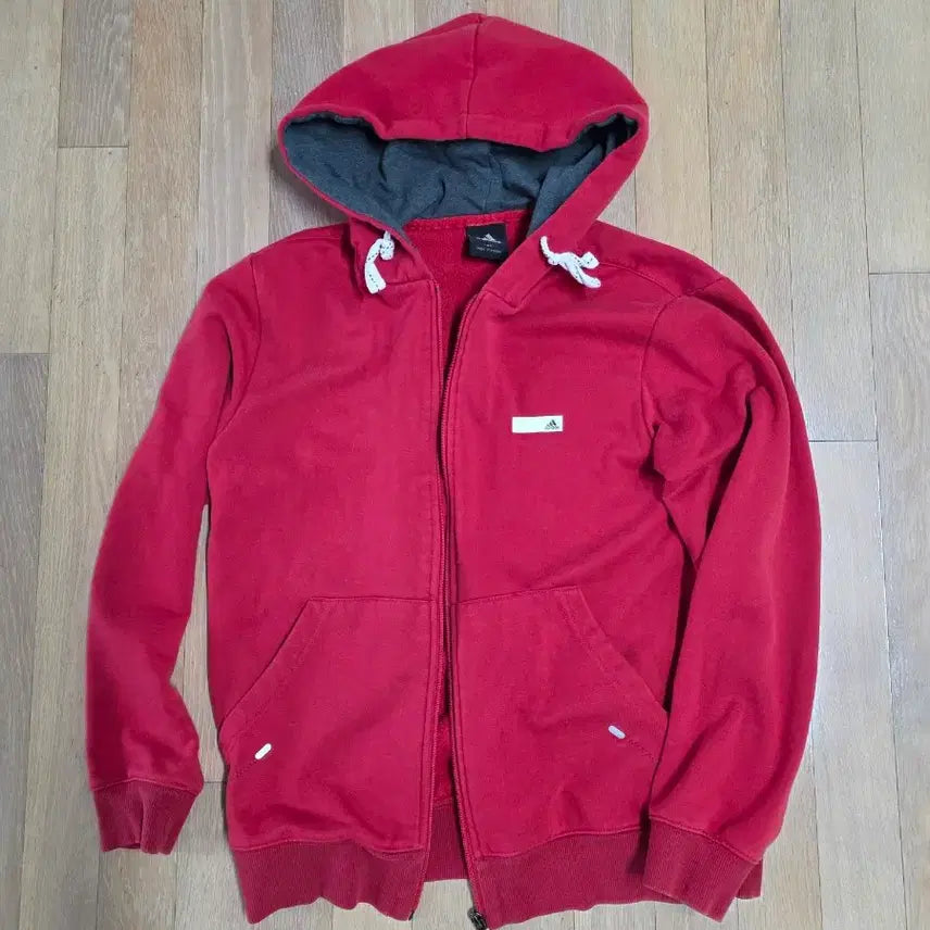 [BUNJANG] Adidas Red Fleece Lined Hoodie Zip-up (Size 95) / 아디다스 레드 기모 후드집업 95