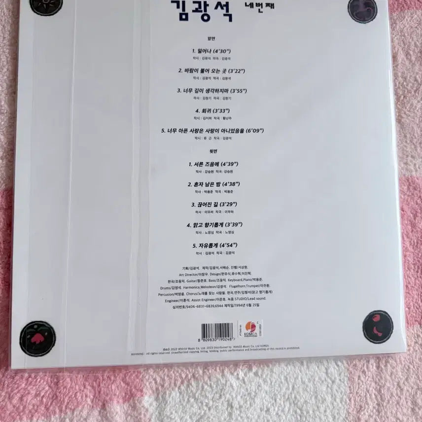 [BUNJANG] Kim Kwang Seok 4th Album LP (Sealed) / 미개봉) 김광석-4집 lp (택포)