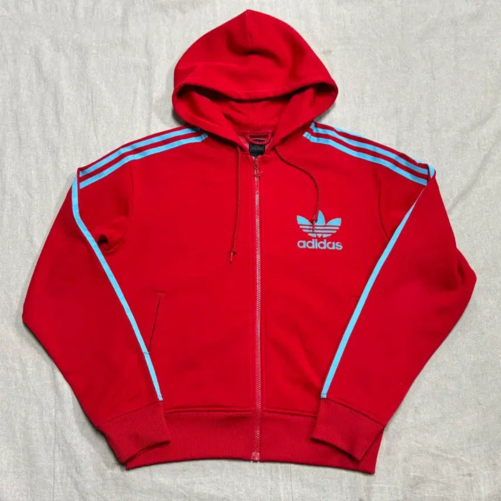 [BUNJANG] Adidas Red Sora Color-Block Track Jacket Hoodie Size 100 / 아디다스 레드 소라 배색 져지 후드집업 100
