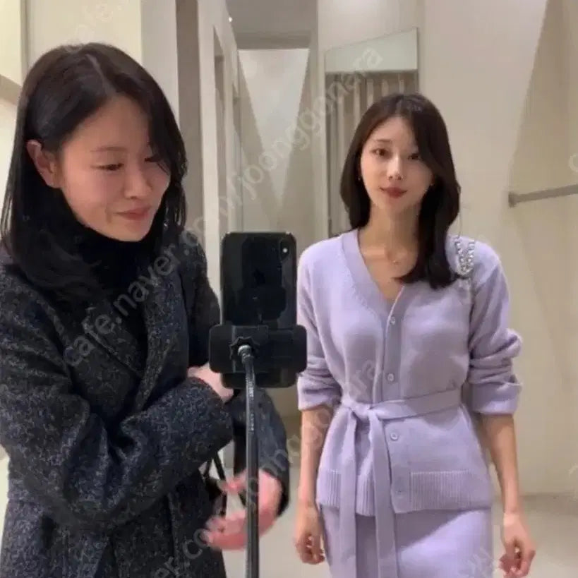 [BUNJANG] Sii Sophie Lavender Cardigan Skirt Set / 시에 소피 라벤더 가디건 스커트 세트