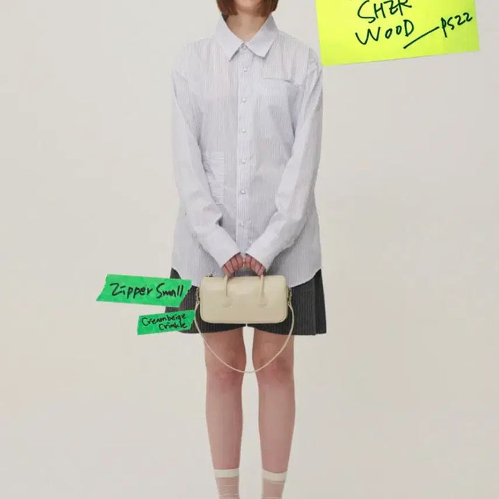 [BUNJANG] Margesherwood Zipper Small Cream Beige Crinkle Bag / 마지셔우드 지퍼 스몰 크림베이지 크링클