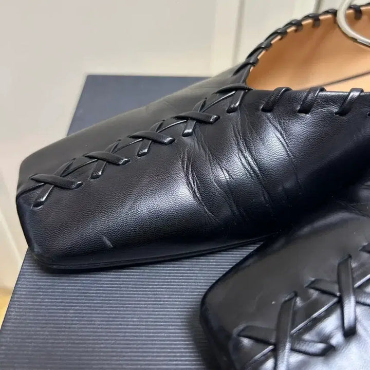[BUNJANG] Jil Sander Whipped Stitch Ring Flat Shoes / 질샌더 휩스티치 링  플랫 블랙 37