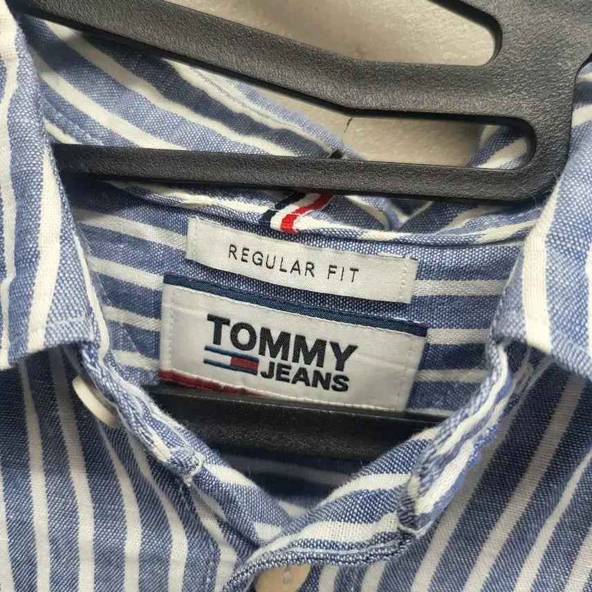 [BUNJANG] Tommy Hilfiger Blue Striped Long Sleeve Shirt / 타미진스 블루 스트라이프 긴팔 셔츠 가슴50 기장70
