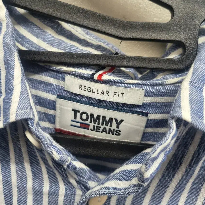 [BUNJANG] Tommy Hilfiger Blue Striped Long Sleeve Shirt / 타미진스 블루 스트라이프 긴팔 셔츠 가슴50 기장70