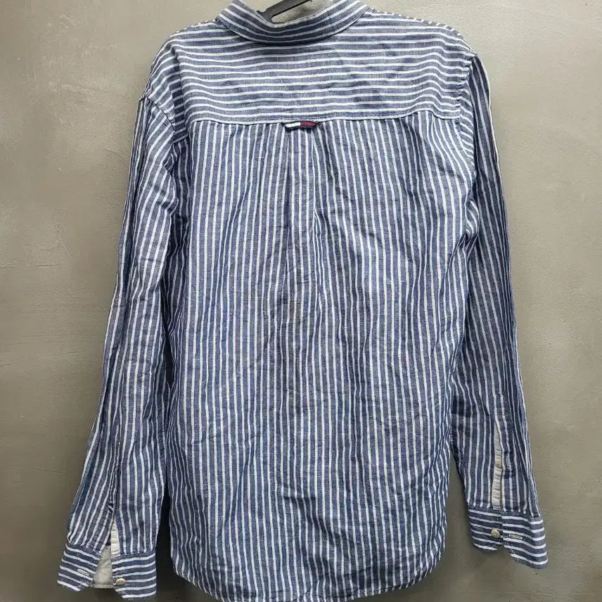 [BUNJANG] Tommy Hilfiger Blue Striped Long Sleeve Shirt / 타미진스 블루 스트라이프 긴팔 셔츠 가슴50 기장70