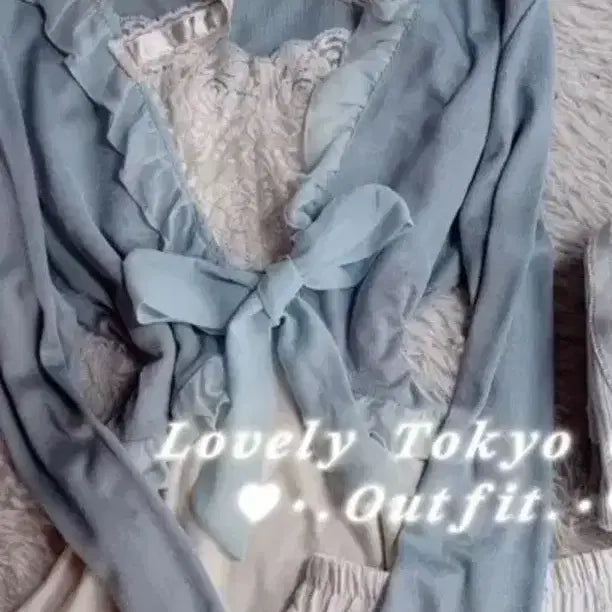 [BUNJANG] Himegyaru Sky Blue Chiffon Cardigan / 히메갸루 느좋걸 로걀탑 하늘색쉬폰 가디건