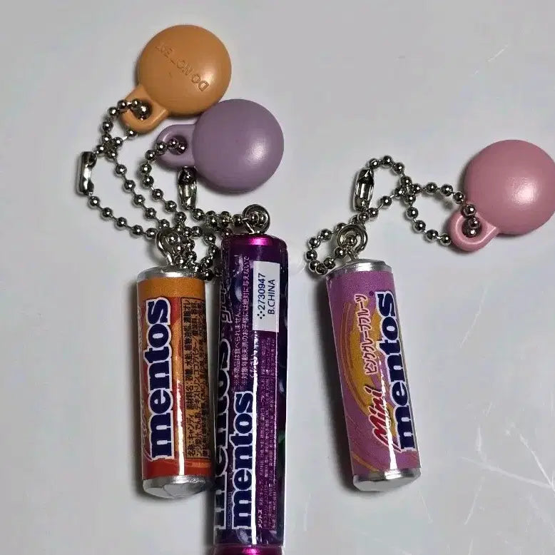 [BUNJANG] Mentos Gacha Keychain Bundle Set (Pink, Orange, Grape) / 멘토스 가챠   멘토스  핑크  오렌지 포도  가챠 키링  3개 일괄