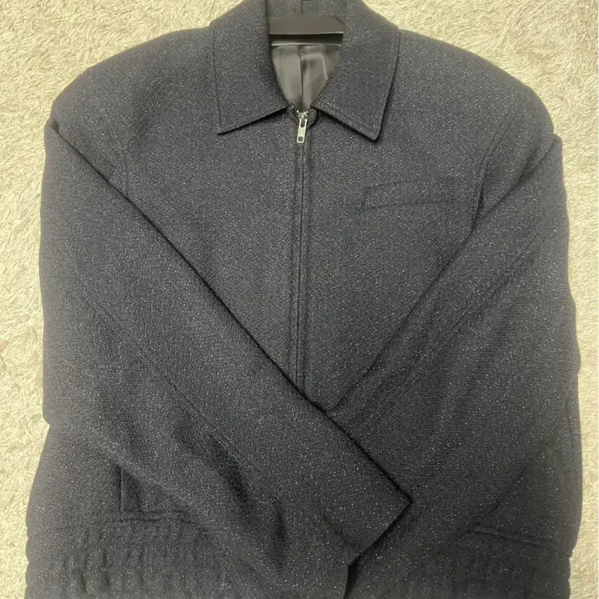[BUNJANG] Elwood Fluid Tweed Blouson Jacket D Navy / [48] 엘무드 플루이드 트위드 블루종 자켓 D네이비