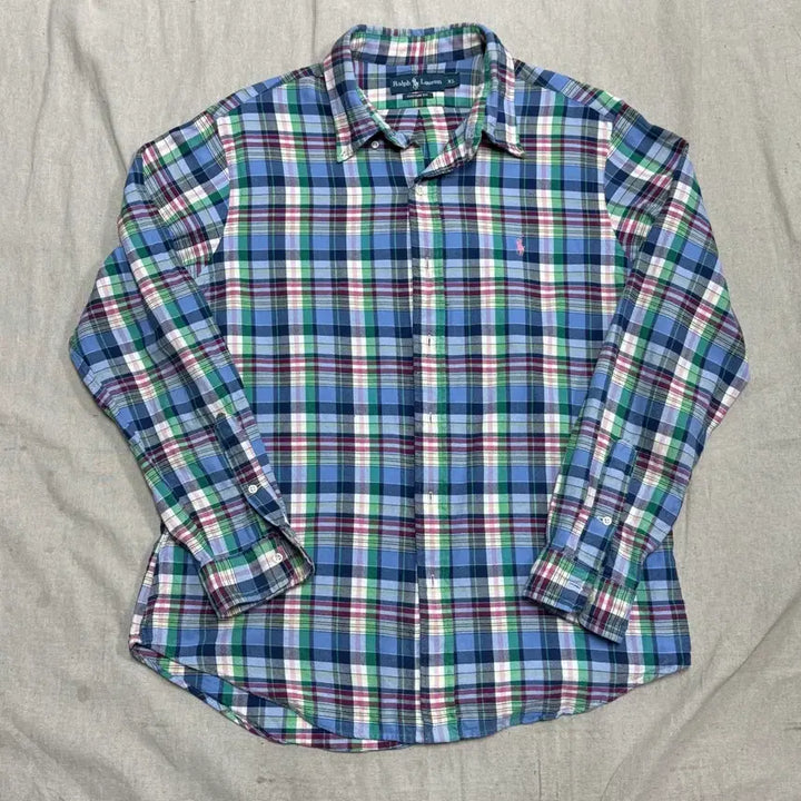 [SOLD OUT] 폴로랄프로렌 핑크포니 블루 체크셔츠 XL