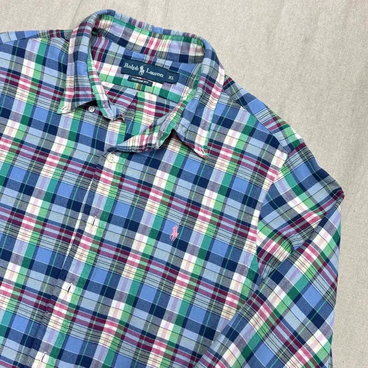 [SOLD OUT] 폴로랄프로렌 핑크포니 블루 체크셔츠 XL