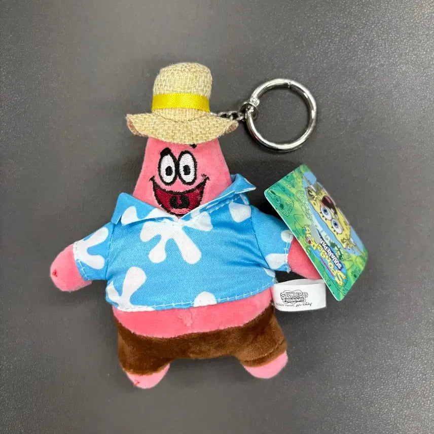 [BUNJANG] SpongeBob Patrick Hawaiian Plush Keychain (12cm) / (미사용) 스폰지밥 패트릭 뚱이 하와이안 봉제인형 키링 (12cm)