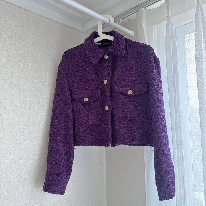 [BUNJANG] Zara Purple Tweed Oversized Jacket XS / 자라 보라색 트위드 자켓 오버핏 xs