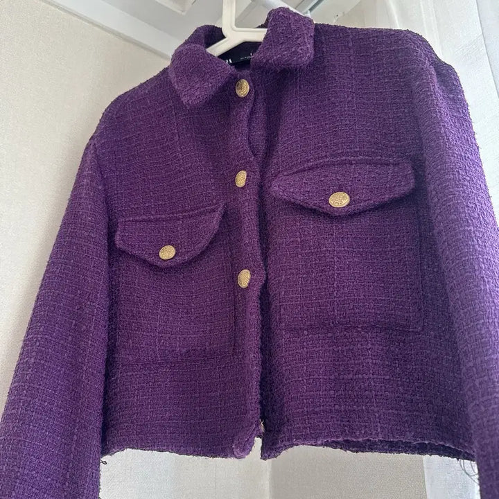[BUNJANG] Zara Purple Tweed Oversized Jacket XS / 자라 보라색 트위드 자켓 오버핏 xs